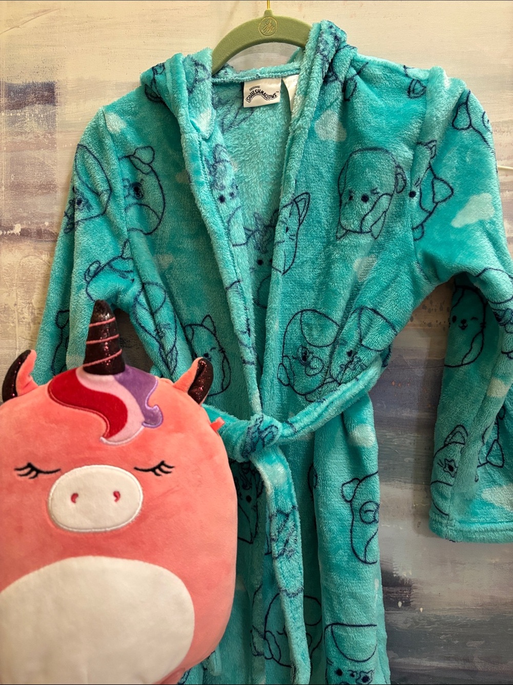 Kids Squishmallows Robe in Teal-Comes with Squishmallow Unicorn